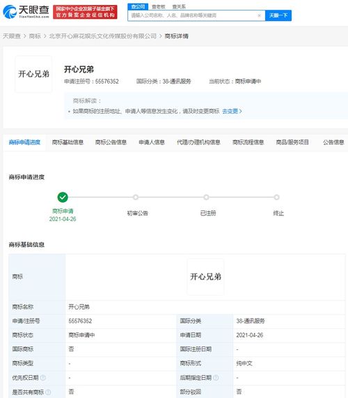 開心麻花申請 開心兄弟 麻花兄弟 商標(biāo)